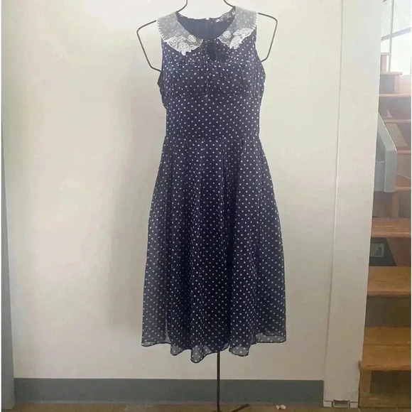 Hell Bunny Vixen polka dot midi dress XS - Picture 1 of 4